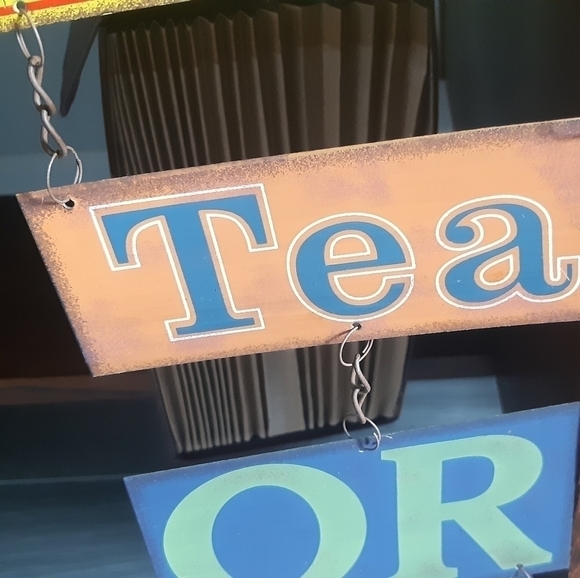 Farmhouse country rustic sign distressed tin Coffee tea Me - Picture 3 of 6